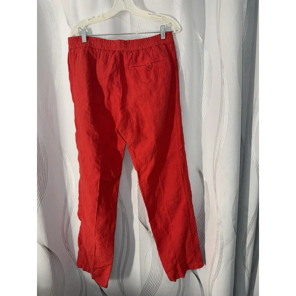 Vilebrequin Collection Men's Red Solid Casual Pants Flat Front Button Pockets